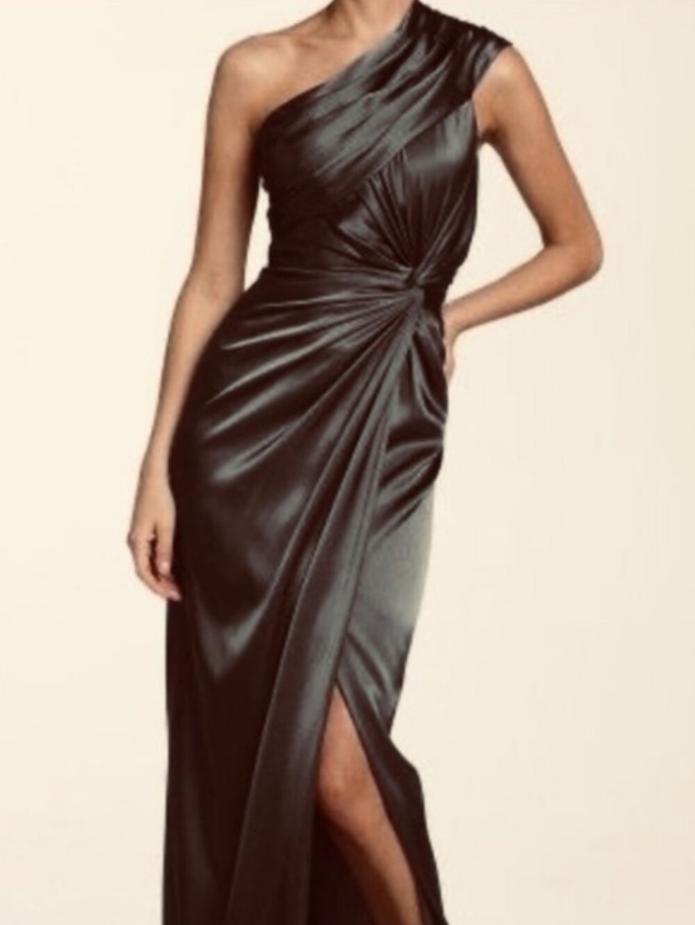 Adrianna Papell Red Carpet One Shoulder Black Dress Sz 4
